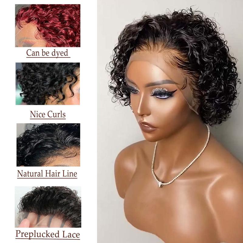 Loyom Pixie Cut Wig 6-inch Short Curly Human Hair Wig with Free Parting Brazilian Remy Hair Natural Hairline for Women Smooth Soft Versatile Durable Washable Dyeable