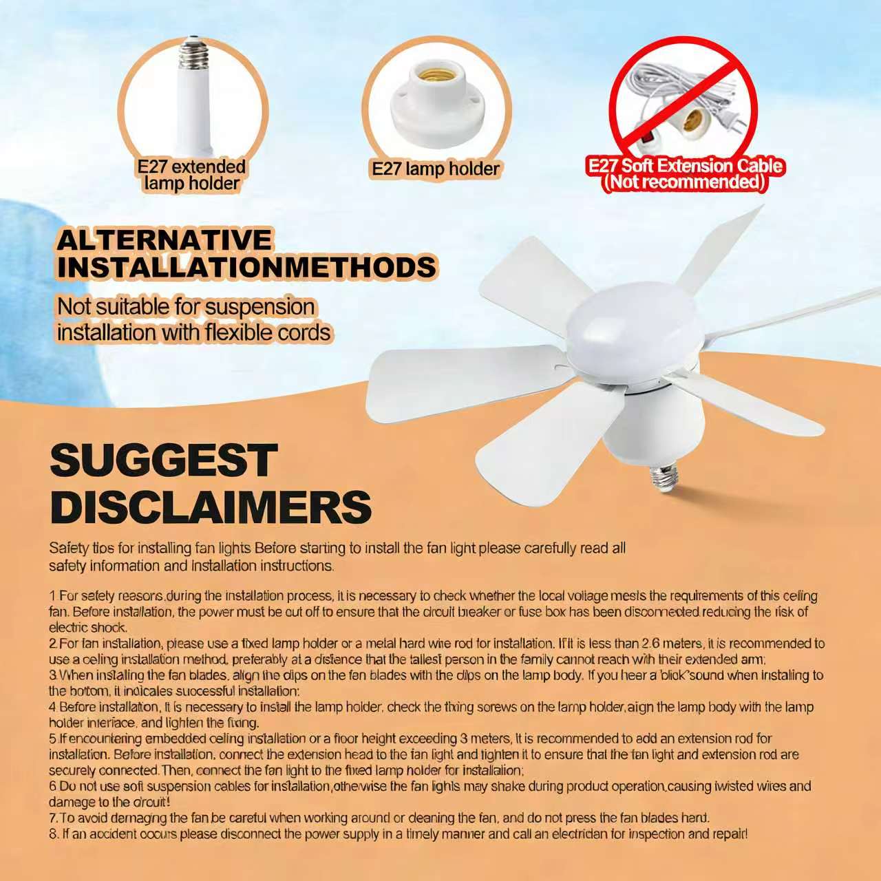 3-in-1 Socket Fan Light with Remote - Easy Install Ceiling Fan with Dimmable LED for Bedroom, Kitchen & Garage | No Wiring Needed