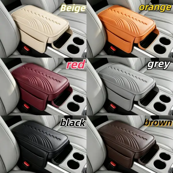 Leather Car Armrest Box Mat - Multiple Colors Storage Pad