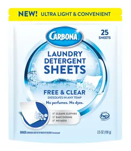 Carbona Laundry Detergent Sheets - Free & Clear (1 Pack - 25 Sheets)