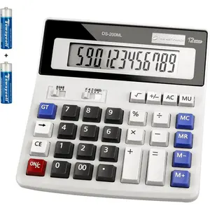 Desk Calculator 12 Digit  4.3-Inch LCD Display, Two Way Power  and Solar Calculators Desktop, Big Buttons Easy to Press  as Office Calculators for Desk White