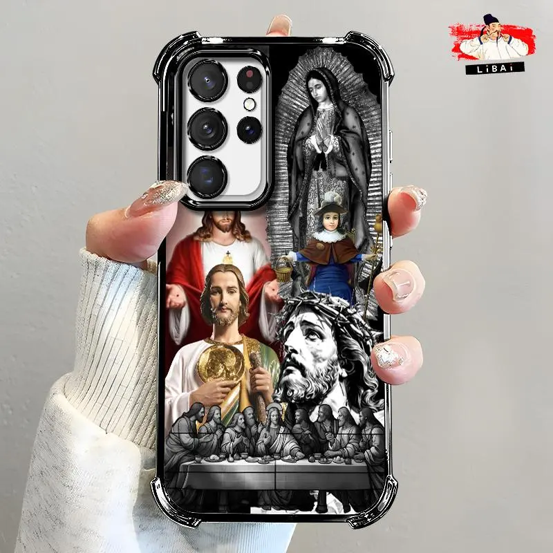 Suitable for [Galaxy S22 Ultra 5g] Jesus new stylish high-quality electroplated four-corner protective case affordable anti-drop and anti-fingerprint 995