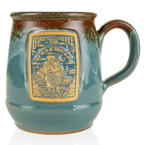 Bones Coffee Company | Salty Siren Handthrown Ceramic Coffee Mug Seafoam Blue 12oz Dishwasher Safe