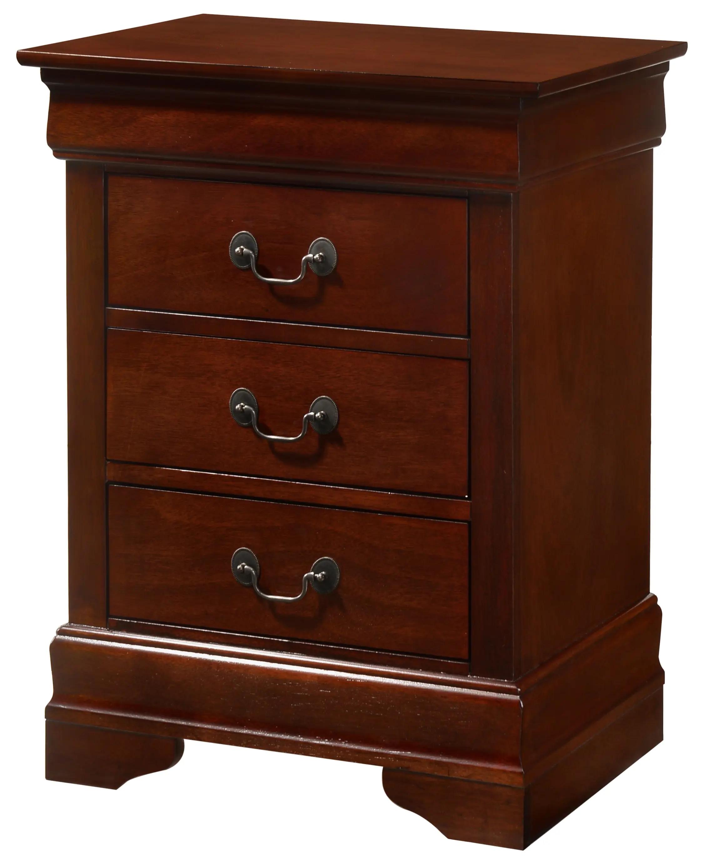 Luxury Cherry Wood Nightstand - 3 Spacious Drawers, Fully Assembled Indoor Side Table with Storage, Elegant Warm Bedside Table for Cozy Bedroom Organization, General Use for Adults