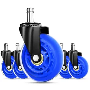 Gaming Chair Wheels - Heavy-Duty Office Chair Wheels - Replacement Rubber Casters- Universal Fit 3 Inch Chair Casters, Noise Free, Fits 98% Chair, for  Floor