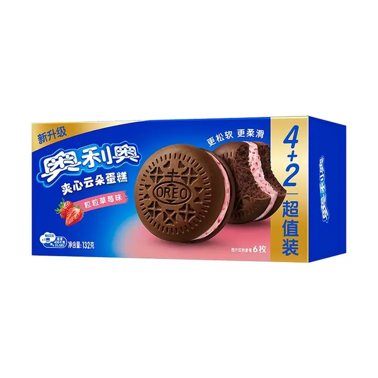 Oreo Strawberry Cream Soft Cakes, 4.7 oz Chocolate-Flavored Snack, Ideal for Sharing, Perfect for Snack Vault Storage