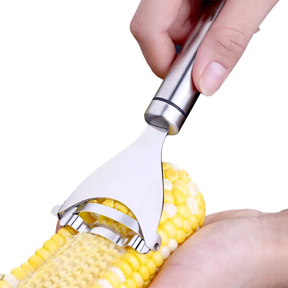 Stainless Steel Corn Peeler for Corn on the Cob Multifunction Corn Stripper Corn Kernel Remover Corn Planer Cob Cutter with Hand Protect Kitchen Tool