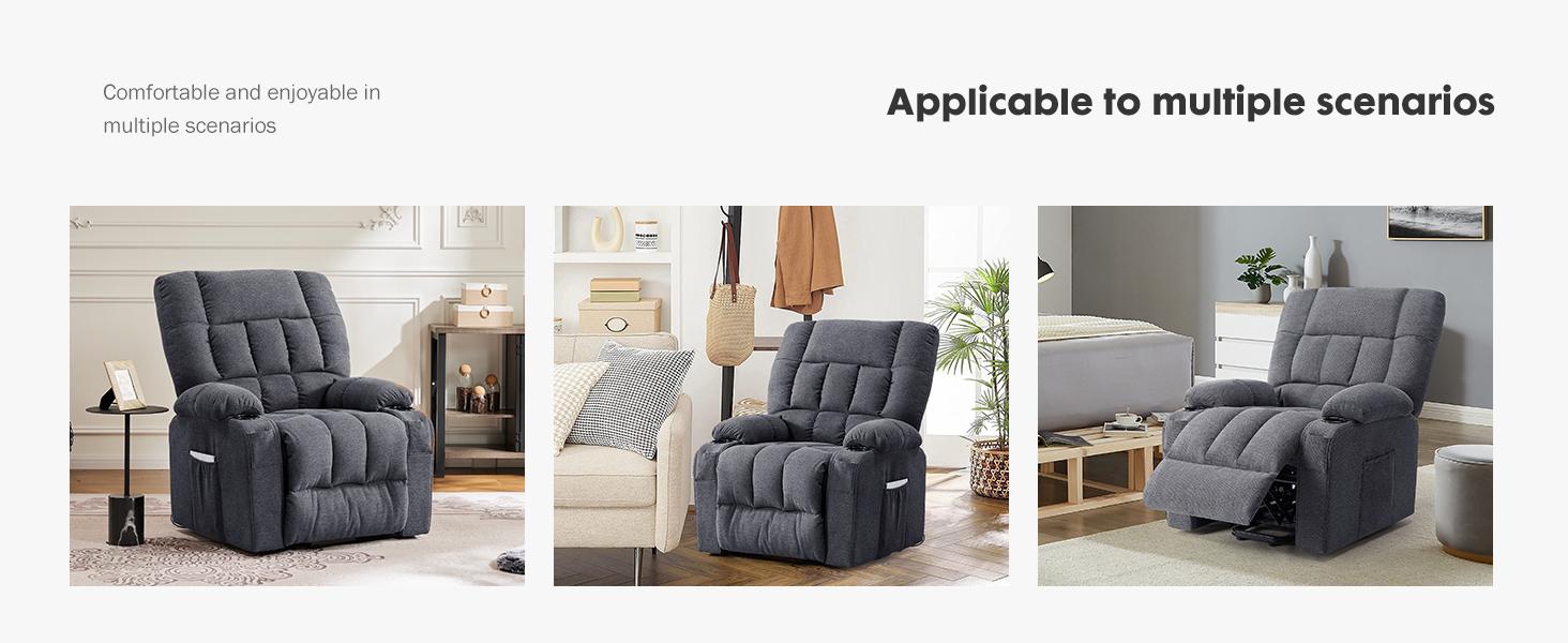 【Deal】Sweet Furniture Comfort Adjustable Recliner Chair with Lumbar Support, Remote Control, 3 Massage Modes, Cup Holders & Vibration Points