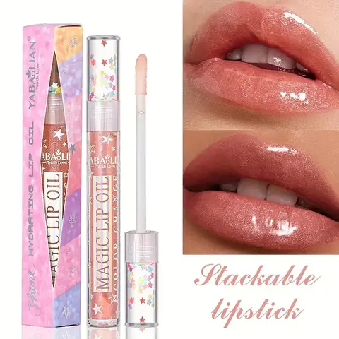 Hydrating Lip Glaze - Glossy Moisturizing Makeup Product, Hypoallergenic Lip Care Item with Deionized Water for Daily Wear, Color Correction, Valentine's Day Use