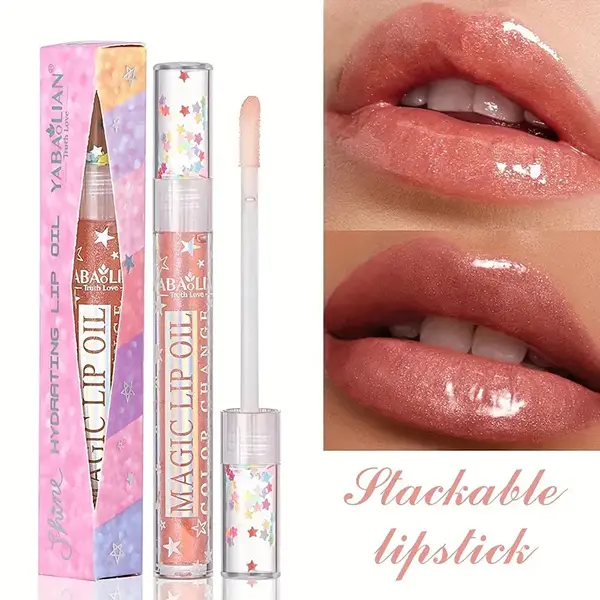 Plumping and Hydrating Lip Gloss, Glossy Sheer Glitter Finish, Lip Cosmetic for Everyday Wear