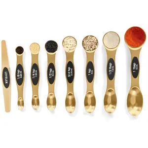 Magnetic Measuring Spoons Set Stainless Steel Stackable Metal Tablespoon & Teaspoon Measures with Leveler Fits Spice Jars Precision Baking & Cooking Measuring Spoon Set Space-Saving Kitchen Gadgets & Apartment Essentials