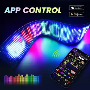 Smart LED Flexible Sign, APP Controlled Colorful Scrolling Text LED Sign, Multi-Pattern Dynamic Display, Bendable & Stickable LED Light Sign, Perfect for Car, Party, Birthday, Shop Advertising & Ambience Decoration
