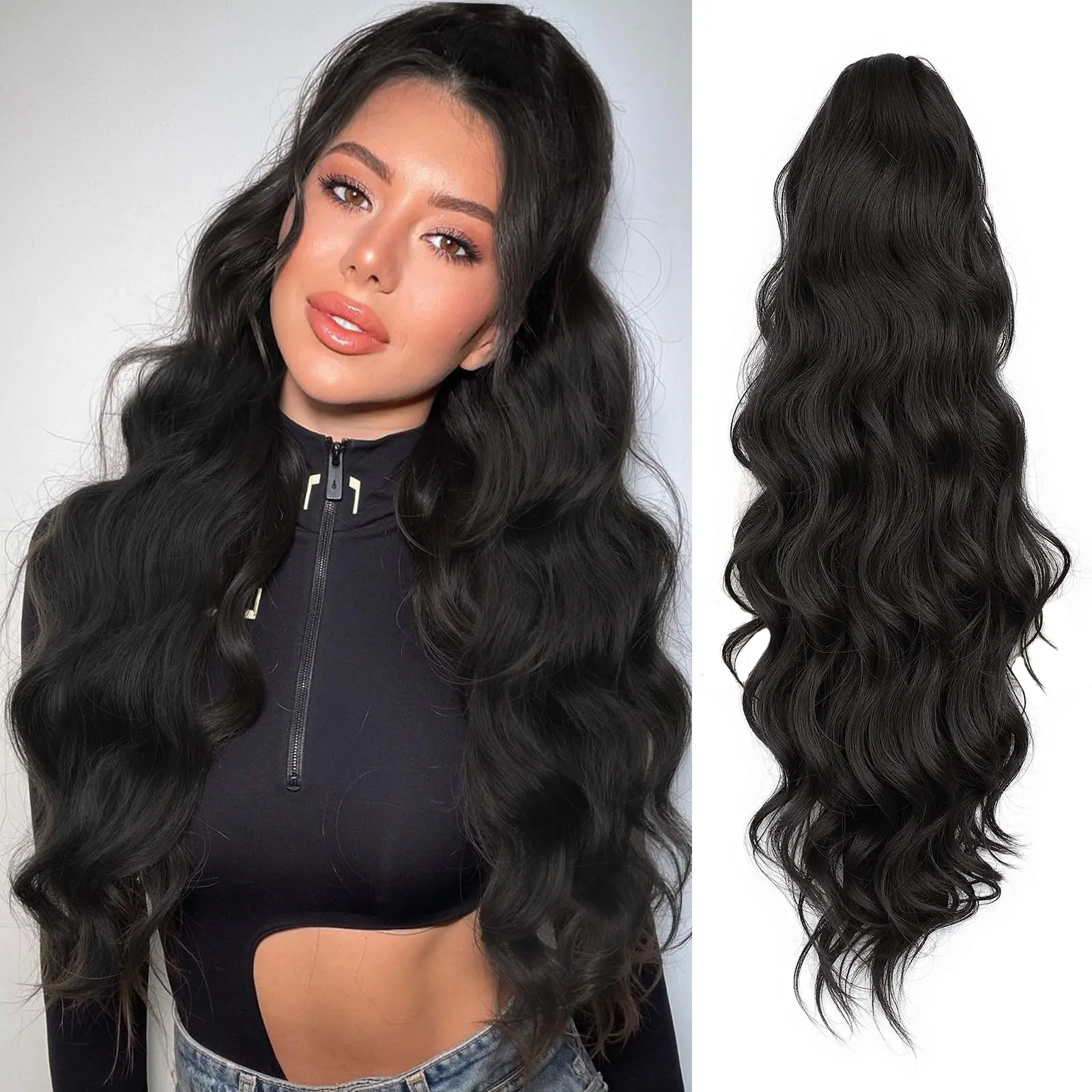 Long Synthetic Ponytail Extensions 26 Inch Soft Fluffy Natural for Daily Wear Sofeiyan Long Braid Ponytail Extension with Hair Tie Fluffy  main image 4