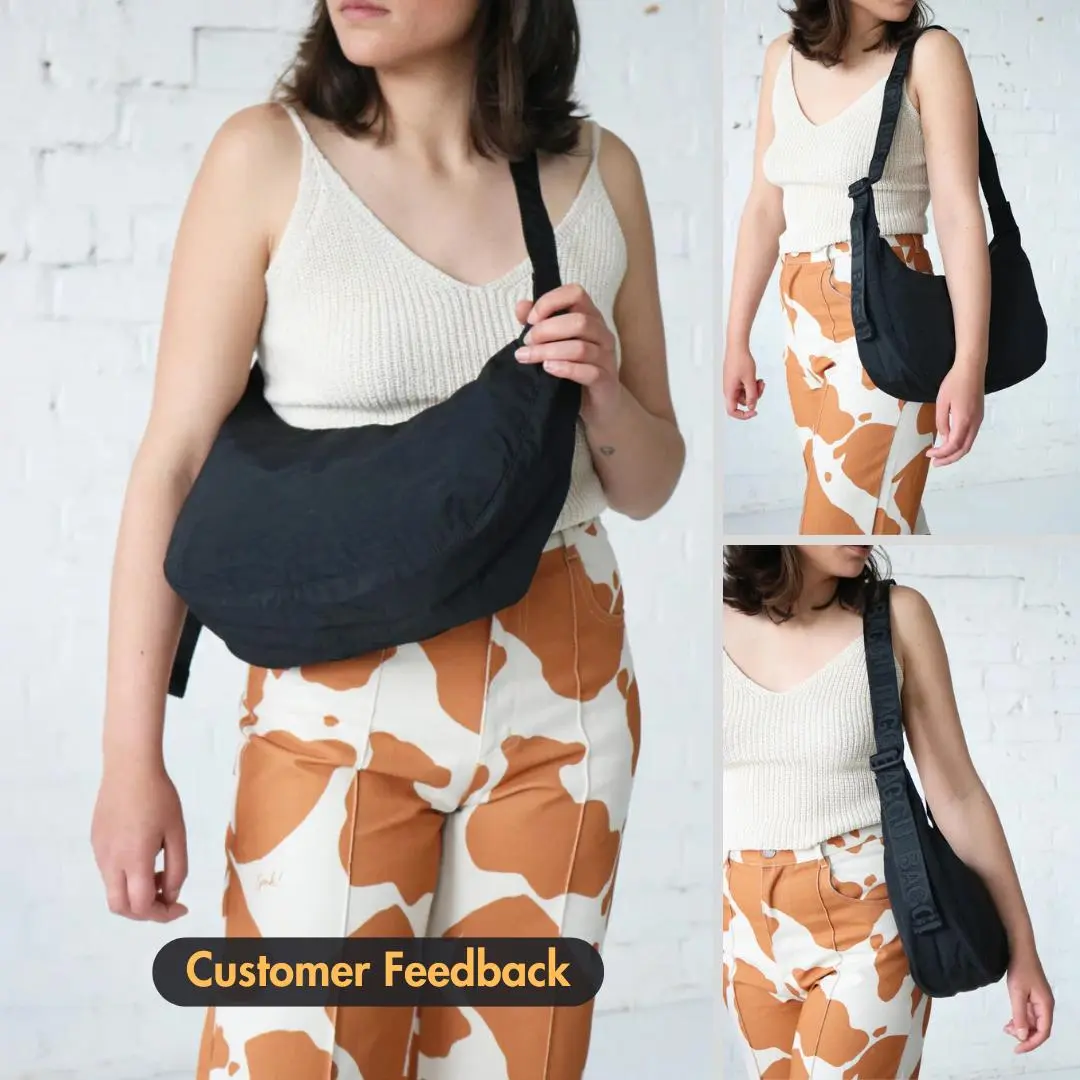 BAGGU Medium Adjustable Nylon Crescent Bag - Black, 37.5 display picture 1