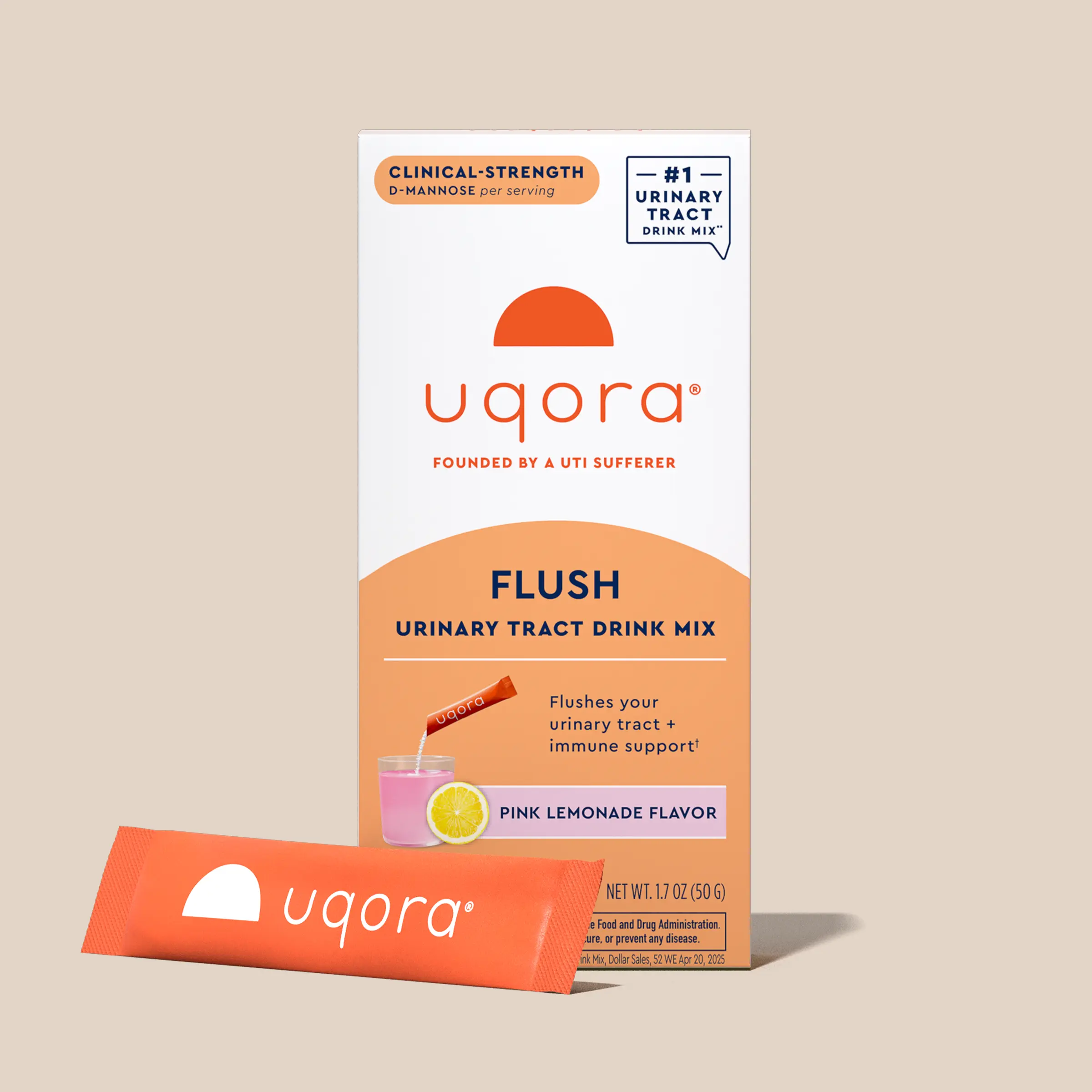 Uqora Flush - Urinary Tract Drink Mix with D-Mannose, Vitamin C, Vitamin B6, Potassium, Magnesium & Calcium - Gluten-Free & Vegan