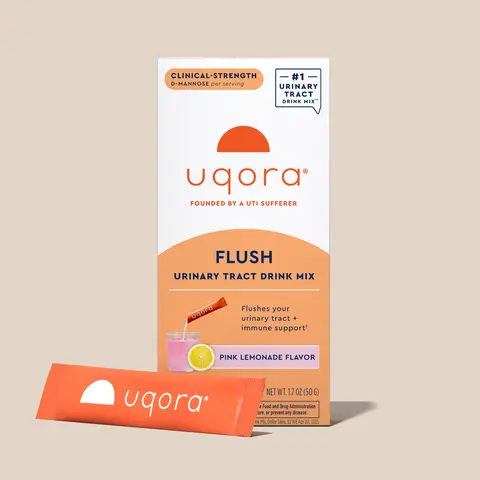 Uqora Urinary Flush - Travel-Ready Powder Drink Mix with D-Mannose, Vitamin C, Vitamin B6, Potassium, Magnesium, Calcium, Gluten-Free, Vegan Nutritional Health Support
