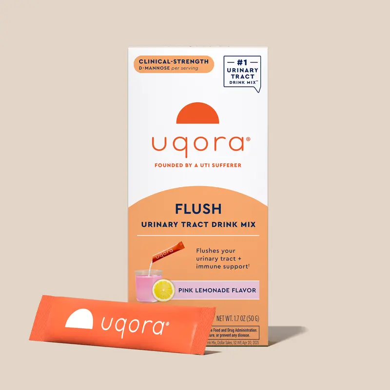 Uqora Urinary Flush - Travel-Ready Powder Drink Mix with D-Mannose, Vitamin C, Vitamin B6, Potassium, Magnesium, Calcium, Gluten-Free, Vegan Nutritional Health Support