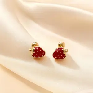 Morango Resinado Earrings in 18K Gold