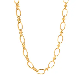 Oval Link Necklace for Women by Ginger Lyne | 18KT Gold Plated Stainless Steel 16"-18" Circle Chain with 11.5mm x7mm Links | Fashion Jewelry Holiday Gift for Her