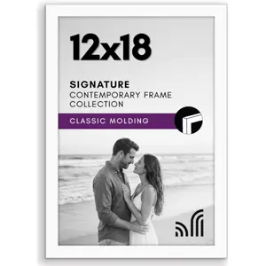 12x18 Poster Frame with Shatter-Resistant Glass - Signature Collection - Gallery-Style Frames Made of Engineered Wood - Photo Frame for Wall Display - White