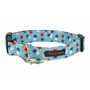 Trish Hampton Red/White/Blue Stars Dog Collar | Made in America