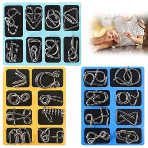 Metal Wire Puzzle Set of 24 – Brain Teaser Puzzle Game with Interlocking Rings – Iron Wire Disentanglement Challenge Toy for Party Favor Kids Adults