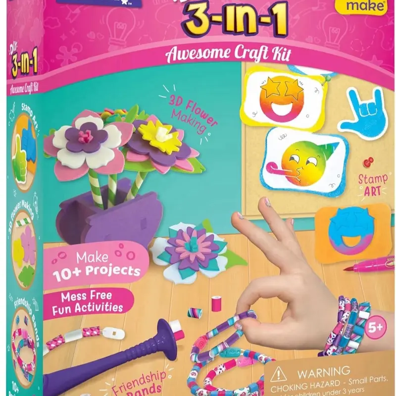3-in-1 Kids Craft Kit – Air Dry Clay, Quilling & Stamp Art for Ages 5–8