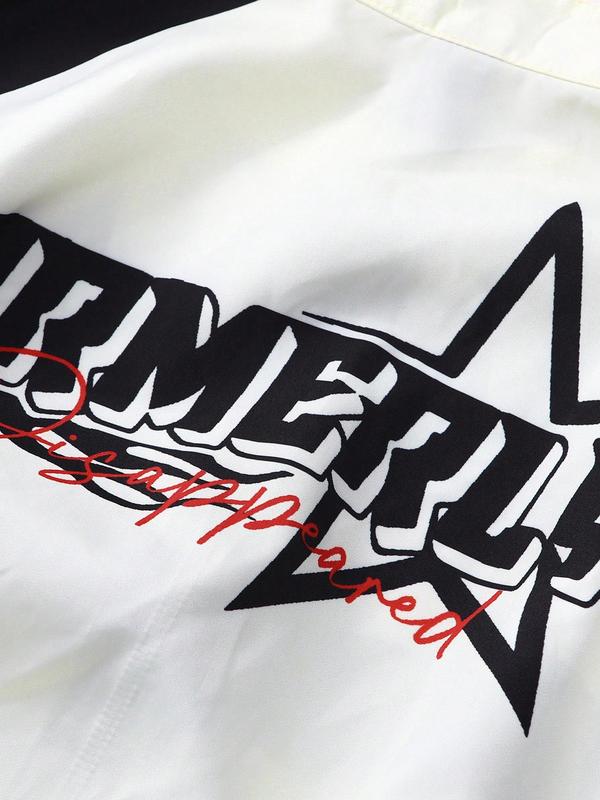 Men's Speed Racing Pattern College Style Jacket, Street Hip-Hop Coat, Fitted Long Zipper Design, Casual Outdoor Wear, All Seasons