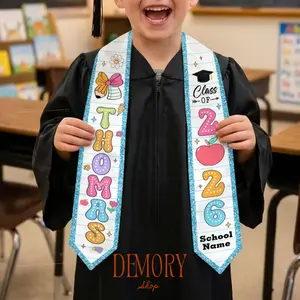 Custom Name Kid Graduation Stole, Grad Gift For Kids, Class Of 2026 Kindergarten Stole, Kids Graduation Sash, Preschool Graduation Stole