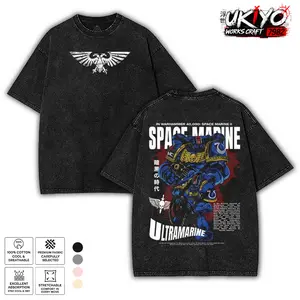 Warhammer 40K Miniature Vintage Graphic Tee Double Sided Washed Unisex T-Shirt Wargame Fan Shirt Gift for Him, Casual Gamer Streetwear men game
