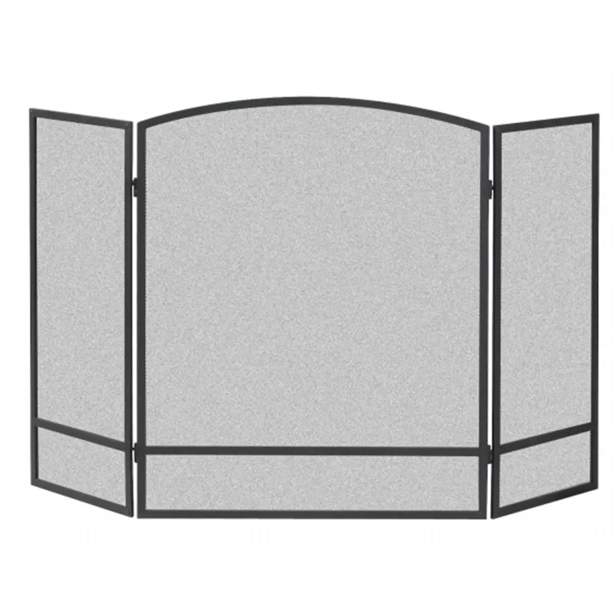 212 MAIN Black 3-Panel Arch-Shape Powder Coated Fireplace Screen with Double Bar, Fine Craftsmanship, Ideal for Open Hearth Homes & Festive Decorations