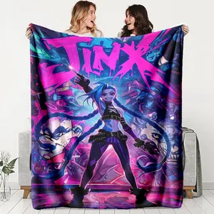 Jinx League of Legends Flannel Blanket, Soft Warm Anti-Pilling, Throw Blanket, Bed Blanket, Sofa Blanket, Ideal Gift