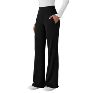 JEKAOYI Women's High Waist Loose Fit Business Casual Yoga Pants with Zipper Pockets & Wide Legs for Work & Loungewear