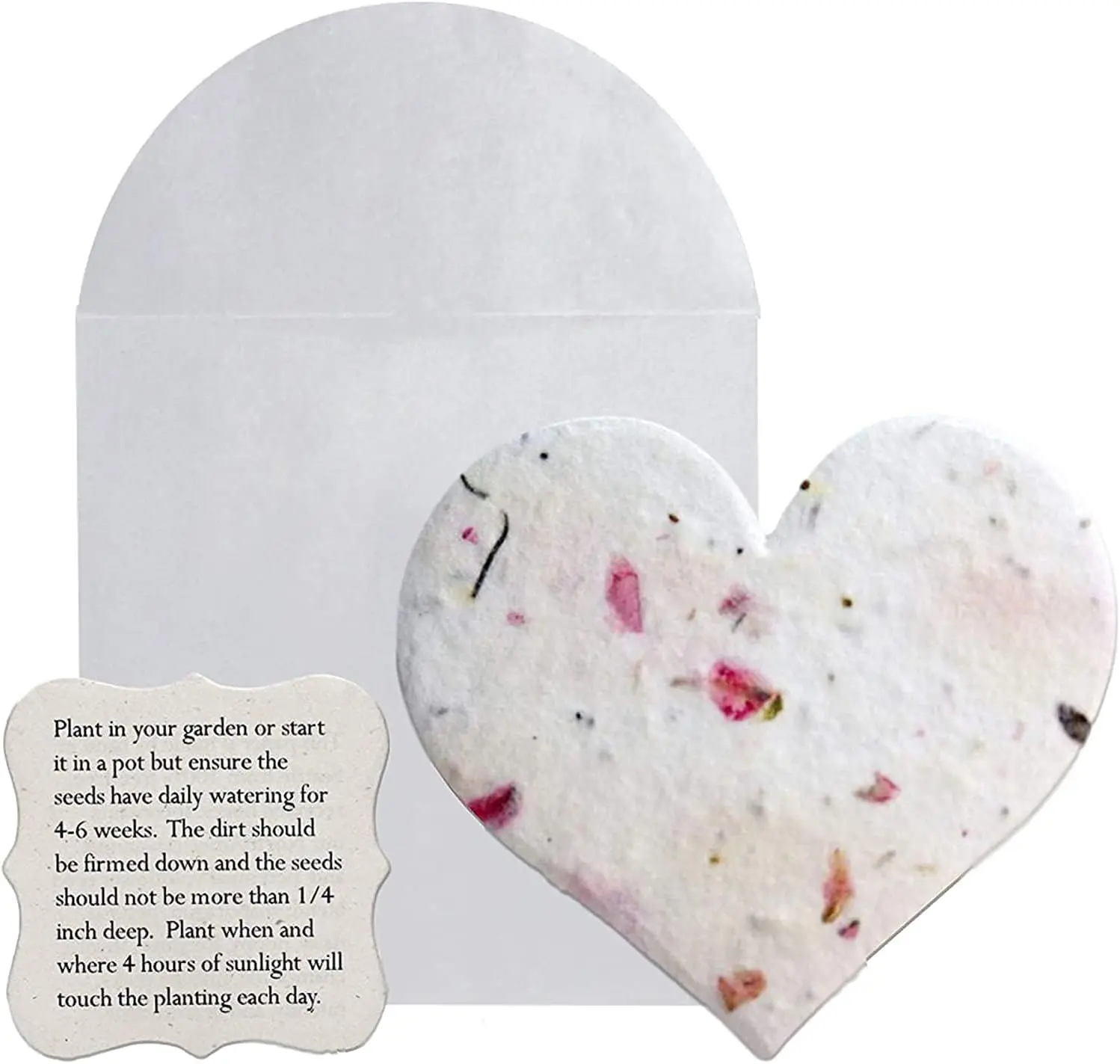 24-Piece Set Handmade Heart Shape Seed Paper (Hearts, Envelope, & Planting Guide)