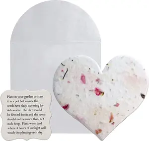 24-Piece Set Handmade Heart Shape Seed Paper (Hearts, Envelope, & Planting Guide)