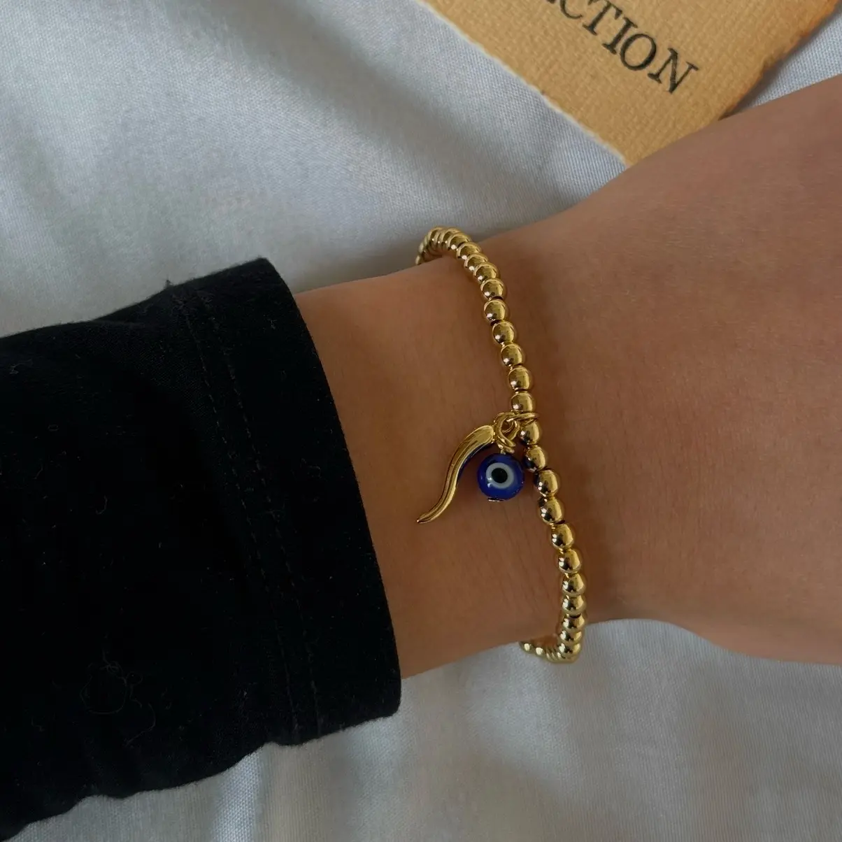 Italian Horn Evil Eye Bracelet, Protection and Luck Bracelet, Gold Filled Bracelet, Charm Bracelet