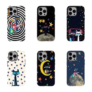 Pete the Cat Cosmic Starry Night Phone Case,For iPhone 17 Pro Max 16 15 14 13 12 11 for Samsung S21 S22 S23 S24 S25 Phone Case,The gift for her/him,Phone Accessories