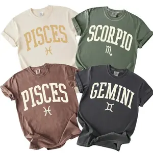 All 12 Minimalist Zodiac Comfort Color T-Shirt – Pisces Scorpio Gemini Astrology Sign Graphic Tee for Men and Women, Soft Horoscope Shirt, Bold College Letter Design - TrendWear USA