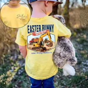 Easter Bunny Construction Crew T-Shirt, Cute Excavator Egg Hunt Tee, Country Lifestyle Graphic Tee, Southern Boy Shirt, Family Matching Outfit, Trending Shirt, Y2K Clothing, Youth Clothing