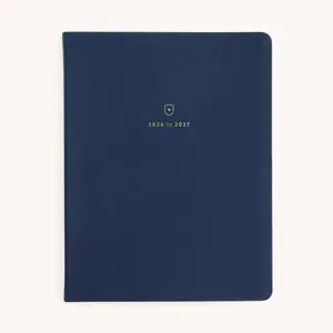 Minimalist Leatherette 2026-2027 Bookbound Weekly Planner, Dapperdesk, Navy, 2-Page Vertical Layout, 2 Pages Office Personal Organiser for Office Stationery Supplies, Two Pages