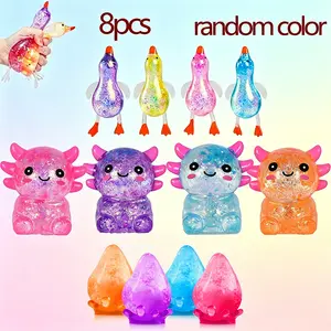 8-Piece Set Shiny Aurora Gold Powder Large Goose Crystal Candy Squid Toy Kit, Glitter Squishy, Fufu Toy Set, Sensory Stress Relief Toys, Gift Box Packaging