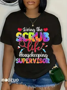100% Cotton Living The Scrub Life Tie Dye Hippie Housekeeping Supervisor T-Shirt