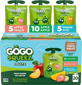 GoGo squeeZ Applesauce and Fruit Puree Variety Pack, Apple, Mango Guava & Pineapple Passionfruit
