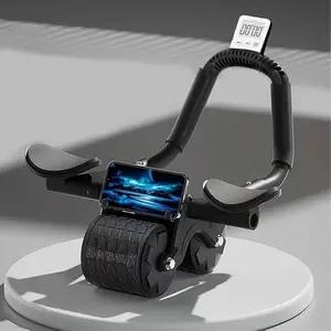 Automatic Rebound Ab Roller with Elbow Support, Dual Wide Wheel Exercise Roller, Silent Ab Wheel