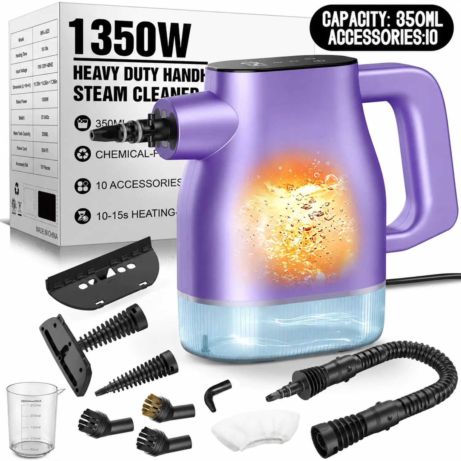 Phueut Touchscreen Handheld Steam Cleaner - 3S Fast Heat, 135-150°C Temperature, Continuous Refill, Portable Home & Kitchen Cleaning Machine,summerwins summerwins