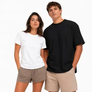 Unisex Oversized T-shirt, Solid Color Shirt Tee Top, Black Shirt & White Tee, Men Women Casual Harajuku Streetwear Outfit, Sweet Wear Basic Letter Print Style Loose Summer Top