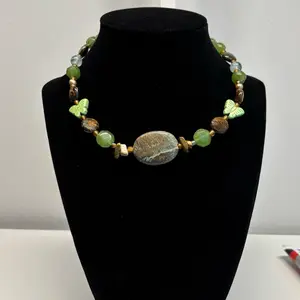 Snakeskin Jasper Centerpiece w/ Fluorite Howlite Butterfly Bronzite choker necklace