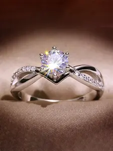 1 PC Fashion Cubic Zirconia Elegant Ring For Women For Wedding Engagement Party Jewelry Valentine's Day Gift Artificial Zircon Rings