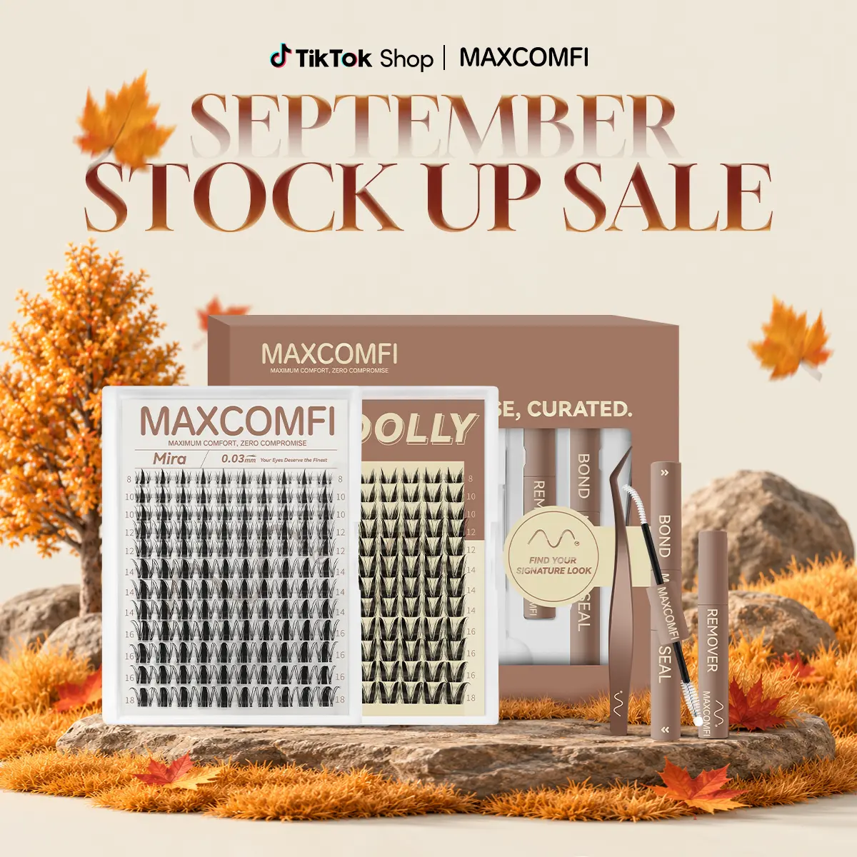 MaxComfi Lash Cluster Kit - Anime Bunny Vibe Comic-Style False Eyelashes & Adhesives, DOLLY/Mira Waterproof, Super Soft Thin Band, Long-Lasting, Easy-to-Apply, Beginner-Friendly DIY for Makeup Transformation