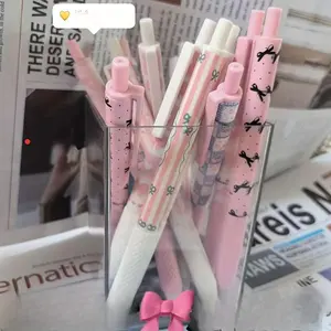 Bow Pattern Grease Pencil (6 Counts/set), Quick Dry Push Pen, Smooth Student Neutral Pen, Writing Pen for Home School Office, Quick Dry Pens
